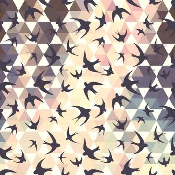 Swallow and hexagons Stock Illustration