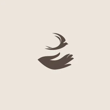 Swallow bird abstract vector logo design template Stock Illustration