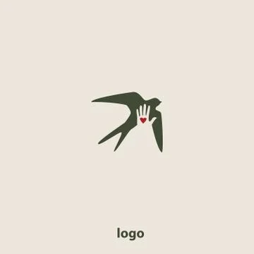 Swallow bird abstract vector logo design template Stock Illustration