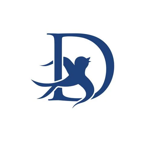 Swallow Bird Initial Letter D Stock Illustration