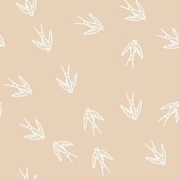 Swallow bird line seamless pattern Illustrazione stock