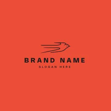 Swallow bird logo vector icon illustration line art isolated on red backgroun Stock Illustration