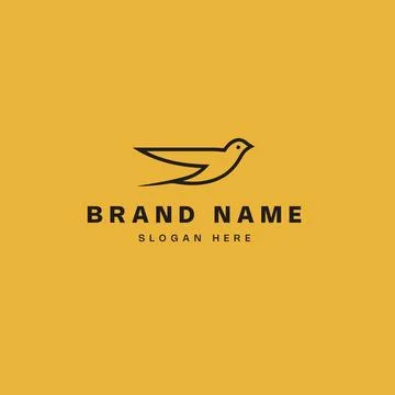 Swallow bird logo vector icon illustration line art isolated on red backgroun Stock Illustration