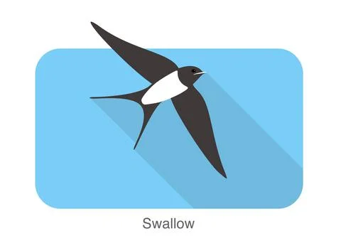 Swallow flat icon design, cartoon, vector illustration Illustrazione stock