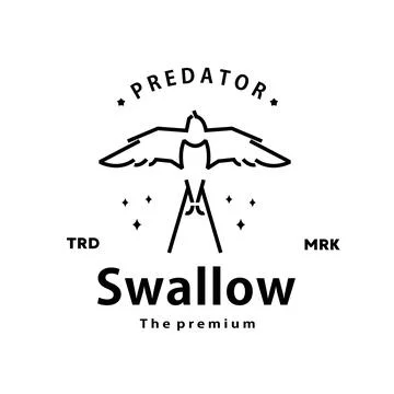 Swallow logo vector outline monoline art icon Stock Illustration