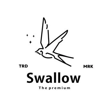 Swallow logo vector outline monoline art icon Stock Illustration
