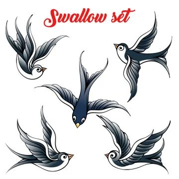 Swallow Set Stock Illustration