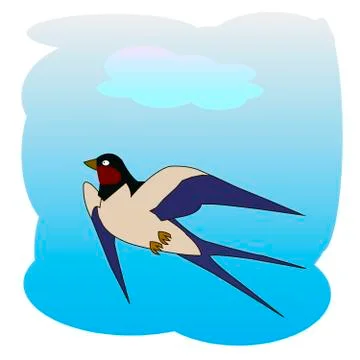 Swallow in the sky, flight Stock Illustration