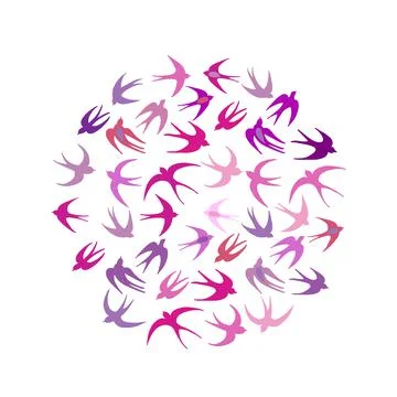 Swallows, circle frame for your design Stock Illustration