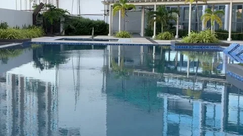 Swallows Flying and Drinking Water Above Resort Swimming Pool HD Video 库存影片 336165832