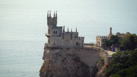 Swallow's Nest Castle Symbol of Crimea Stock Footage