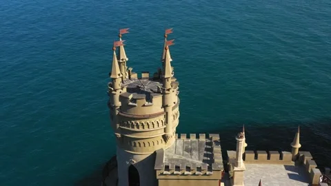 Swallow's Next gothic castle. A popular historical landmark in Crimea among t Stock Footage 165497211