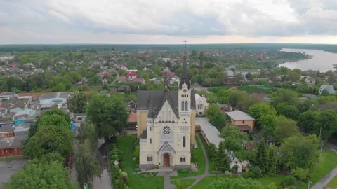 Swallows Over The Church Stock Footage 155192902