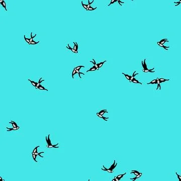 Swallows pattern seamless. Swallow background. Baby fabric background Stock Illustration