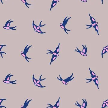 Swallows pattern seamless. Swallow background. Baby fabric background Stock Illustration