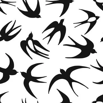 Swallows, seamless pattern for your design Stock Illustration