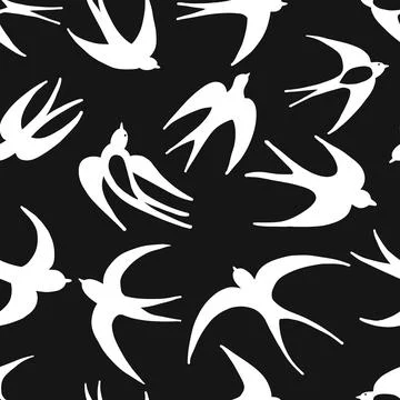 Swallows, seamless pattern for your design Stock Illustration