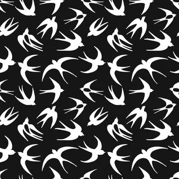 Swallows, seamless pattern for your design Stock Illustration