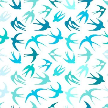 Swallows, seamless pattern for your design Stock Illustration