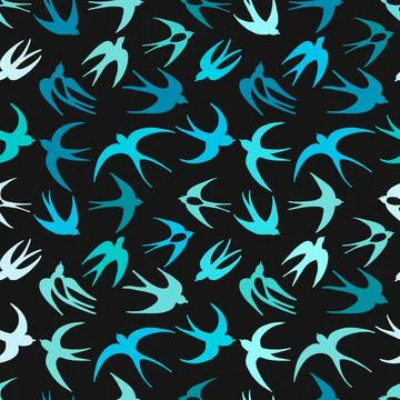 Swallows, seamless pattern for your design Stock Illustration