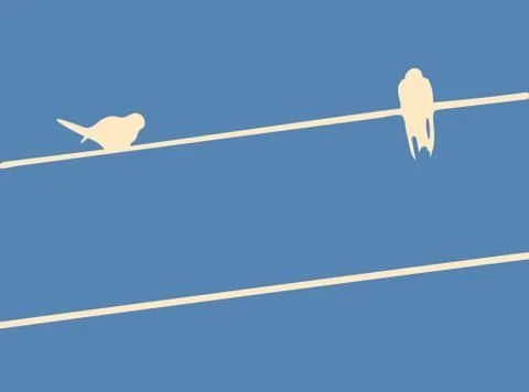 Swallows on Wires   - Vector Illustration Stock Illustration