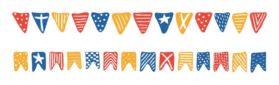 Swallowtail, triangular flags, bunting set 스톡 일러스트