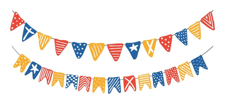 Swallowtail, triangular flags, bunting set Stock Illustration