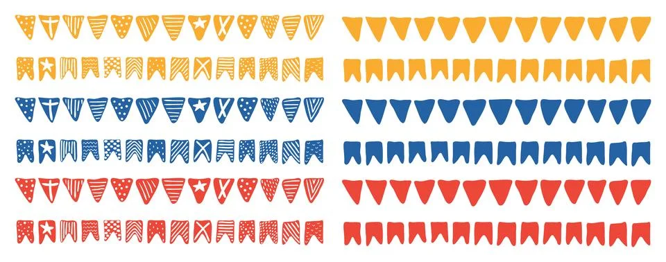 Swallowtail, triangular flags, bunting set Stock Illustration