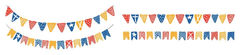 Swallowtail, triangular flags, bunting set Ilustração Stock