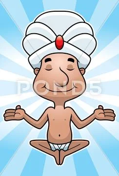 Swami meditating Stock Illustration