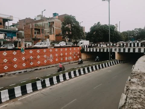 Swami Narayan Underpass Road Sawan Park Ashok Vihar is a in North East Delhi Stock Photos