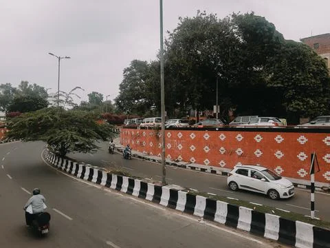 Swami Narayan Underpass Road Sawan Park Ashok Vihar is a in North East Delhi Stock Photos