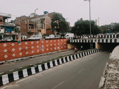 Swami Narayan Underpass Road Sawan Park Ashok Vihar is a in North East Delhi Stock Photos