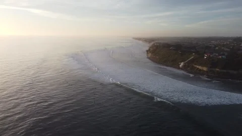 Swamis Point Surf Break Sunset Stock Footage 240170673