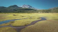 Swamp And River At Base Of Forest And Mountain Stock Footage