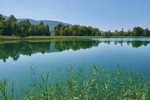 A swamp between mountains Stock Photos