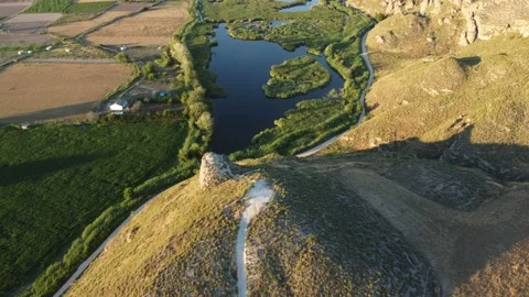 Swamp in the field from above Stock Footage 158548724