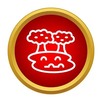 Swamp landscape icon inside round red button Stock Illustration