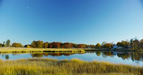 Swamps and marshes during fall time in Branford, Connecticut. Stock Footage 73337909
