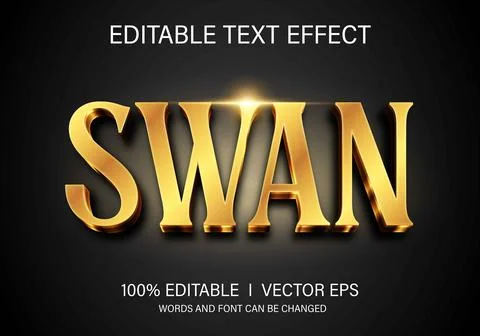 Swan 3d vector text effect with modern style design Stock Illustration
