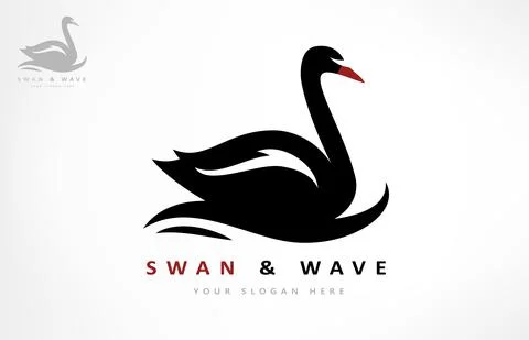 Swan and wave logo vector. Bird design. Stock Illustration