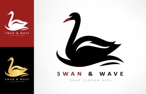 Swan and wave logo vector. Bird design. Stock Illustration