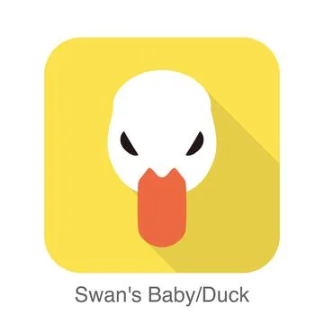 Swan baby head vector icon, front face, vector Stock Illustration