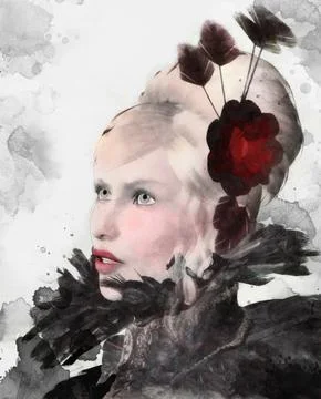 The swan blonde lady Stock Illustration