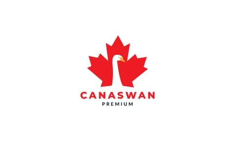 Swan with Canada maple leaf logo illustration design Stock Illustration