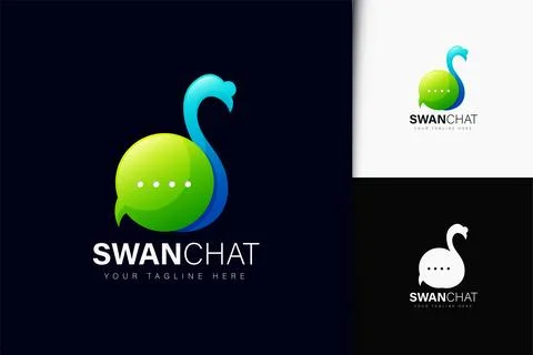 Swan chat logo design with gradient Stock Illustration