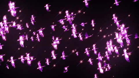 Swan crowded flock of birds flying animation Vídeos de archivo 148333233