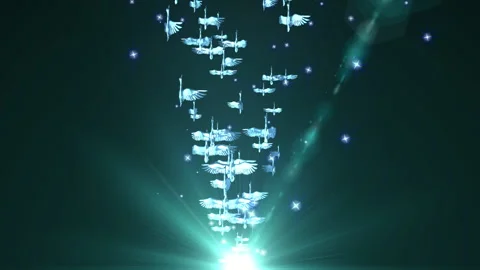 Swan crowded flock of birds flying animation Stockbeeldmateriaal 148333664