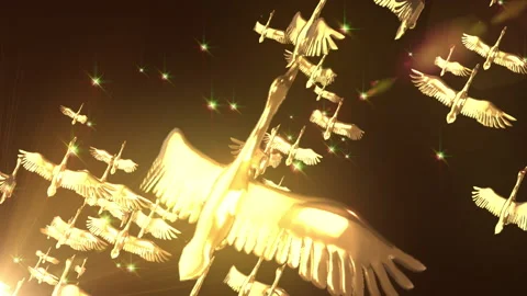 Swan crowded flock of birds flying animation Vídeos de archivo 148333795