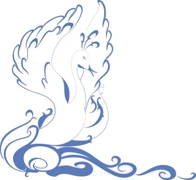 Swan floating on the waves. EPS10 vector illustration Stock Illustration